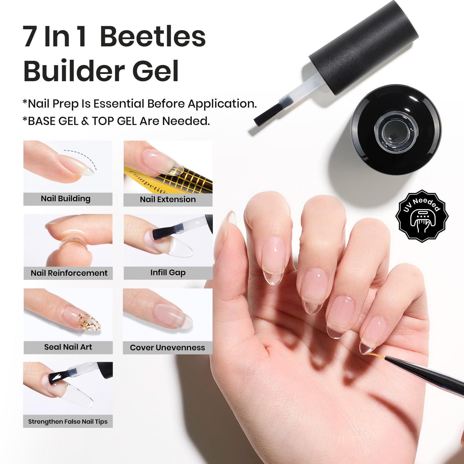 Foto 4 pulgar | Esmalte En Gel Builder Para Uñas Beetles, 15 Ml, Transparente, 7 En 1 - Venta Internacional.