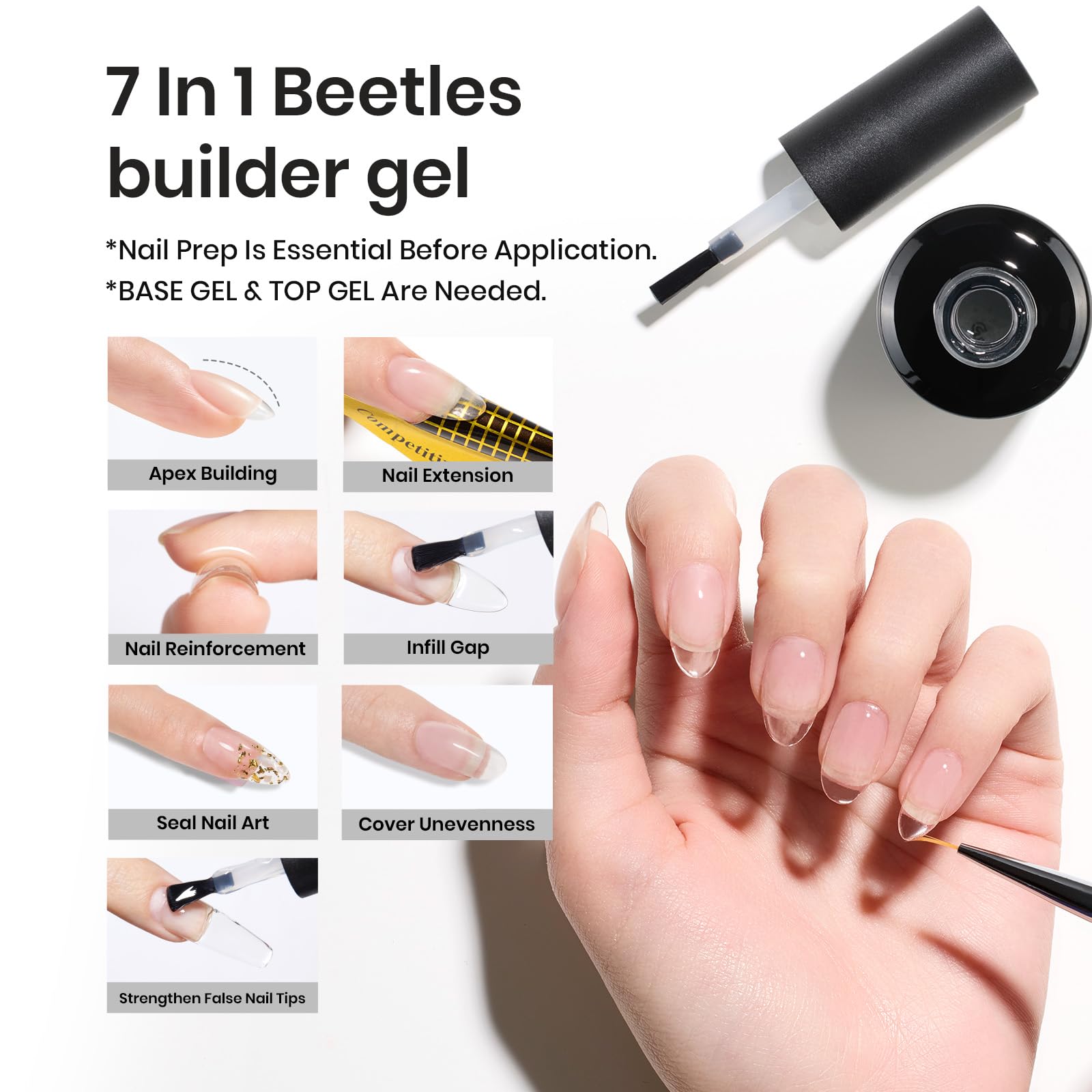 Foto 2 | Juego De Gel Builder Gel Beetles Builder Gel Para Uñas, 15 Ml, 7 En 1 - Venta Internacional.