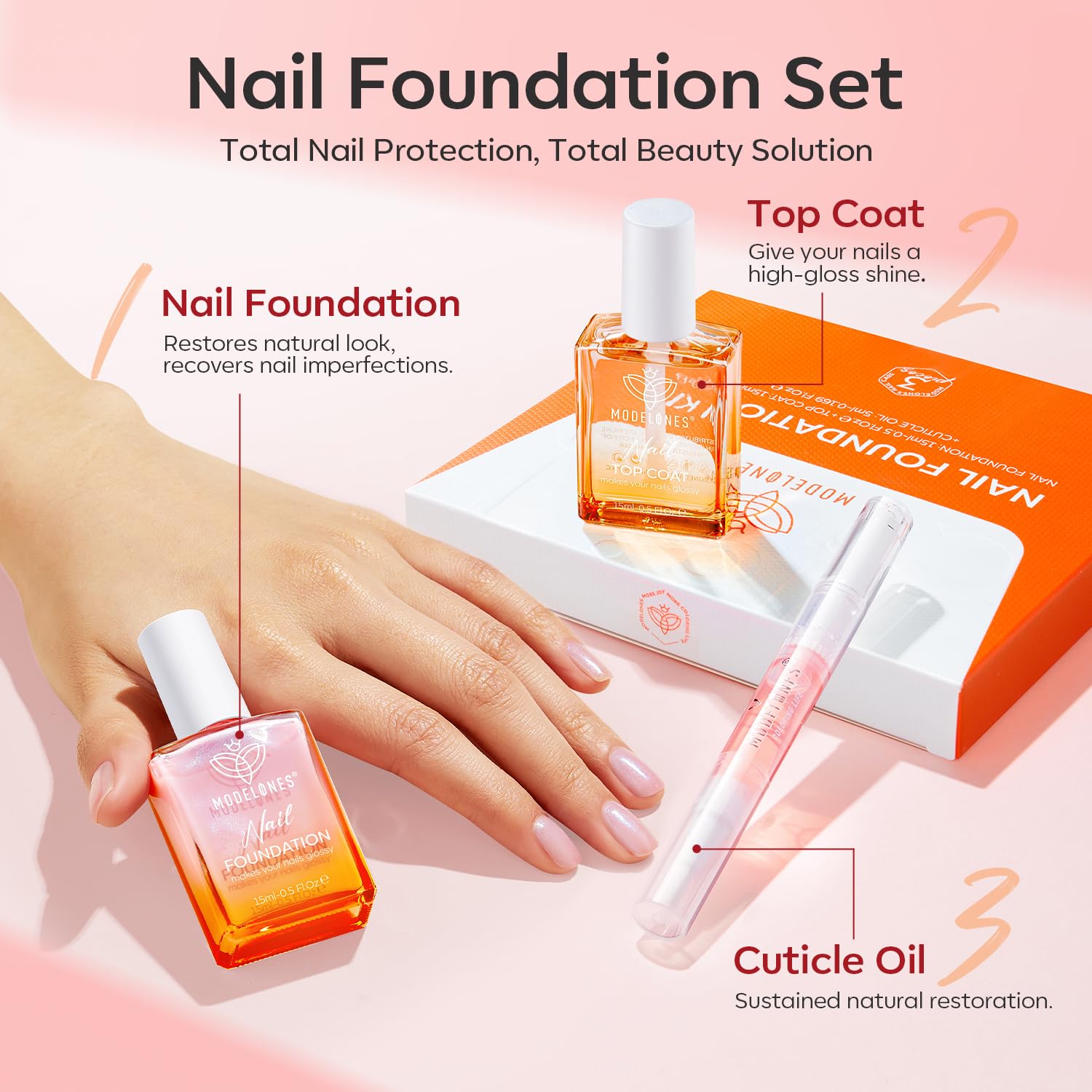 Foto 6 pulgar | Kit Corrector De Uñas Modelones Nail Natural Con Capa Superior Y Aceite - Venta Internacional.
