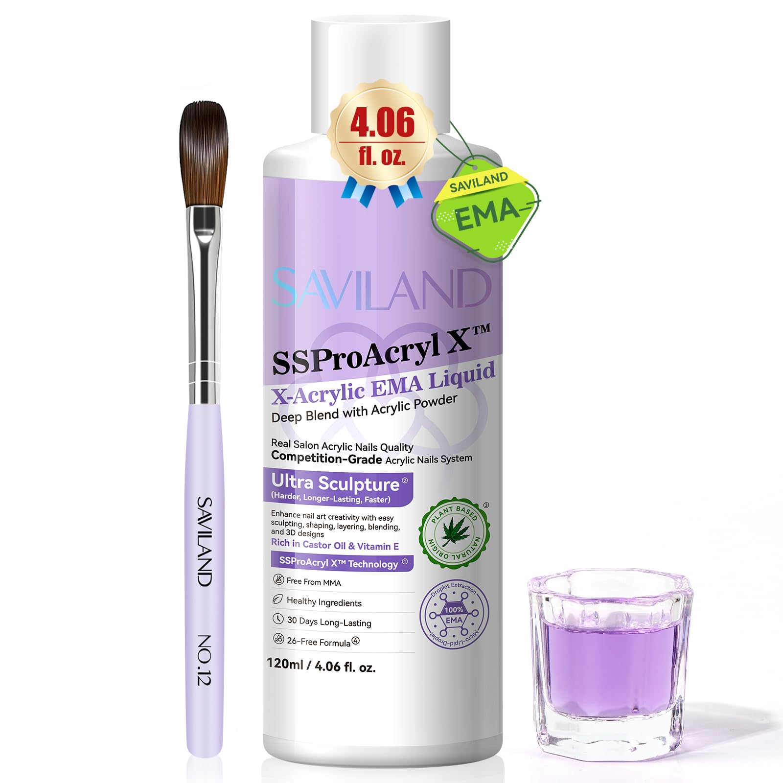Foto 2 pulgar | Líquido Acrílico Para Uñas Saviland Ema Monomer 120 Ml Con Brocha Y Plato - Venta Internacional.