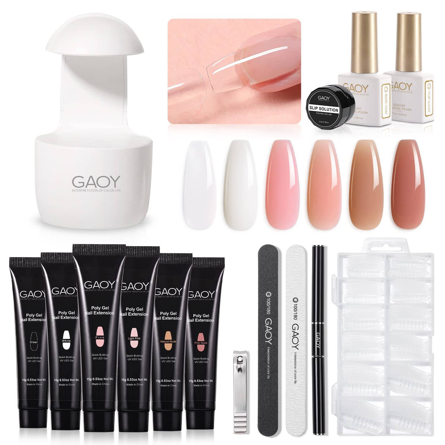 Foto 2 pulgar | Kit De Uñas Gaoy Poli Gel Con Uv Light 6 Builder Gel 15 G - Venta Internacional.