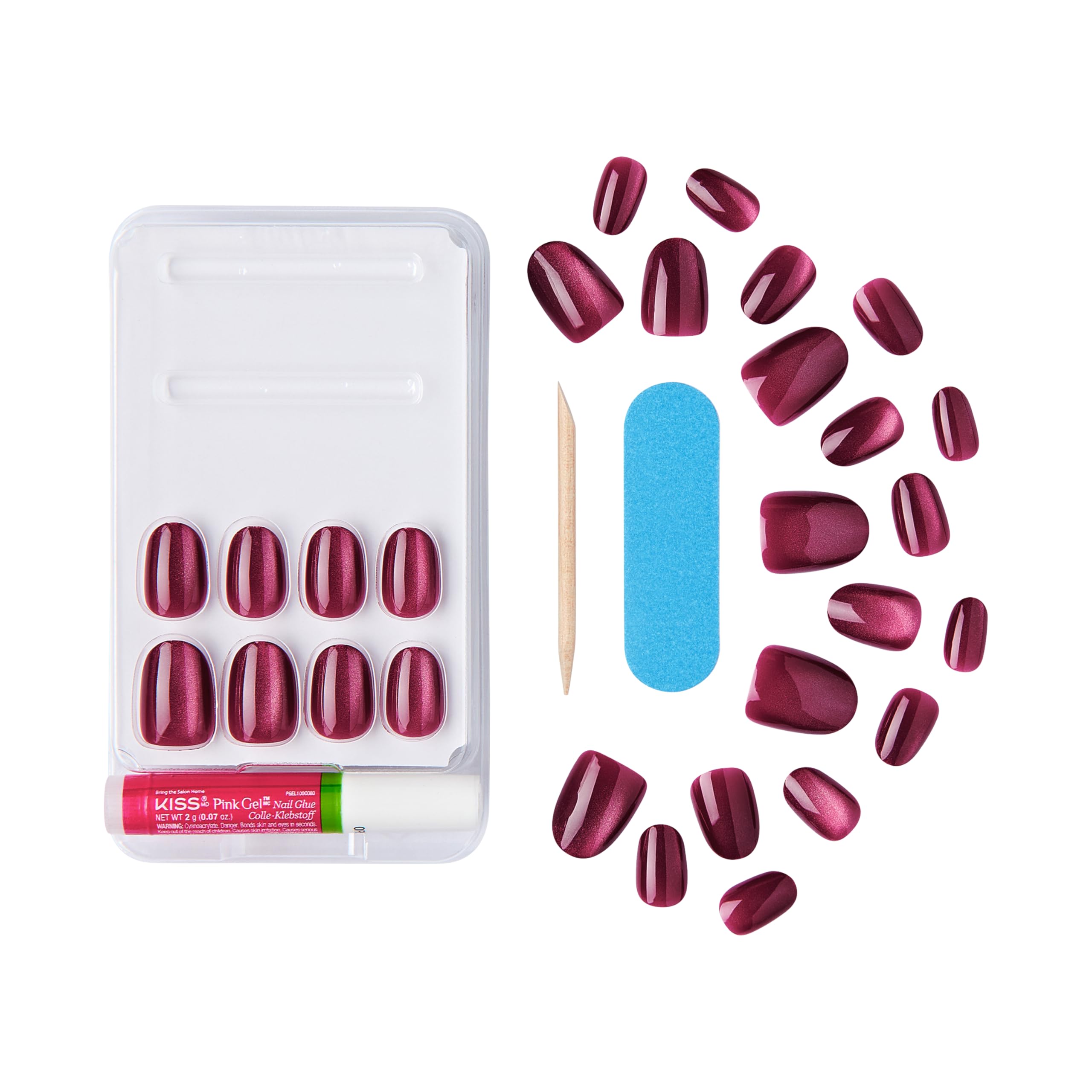 Foto 4 pulgar | Presion Nails Kiss Gel Fantasy «set Us Free» Rojo Con Pegamento - Venta Internacional.