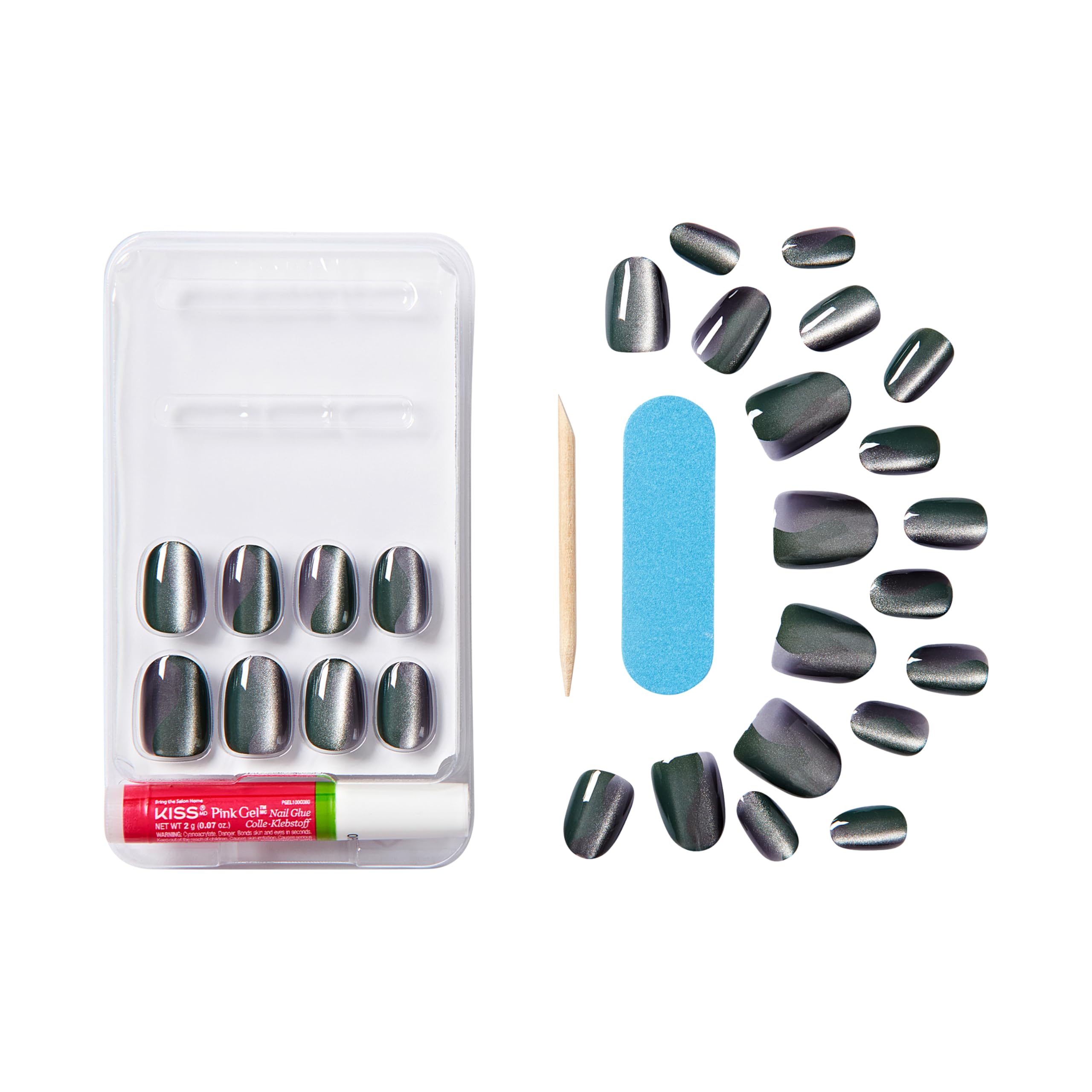 Foto 4 pulgar | Press-on Nails Kiss Gel Fantasy «dial Me» Gris Con Forma Ovalada - Venta Internacional.