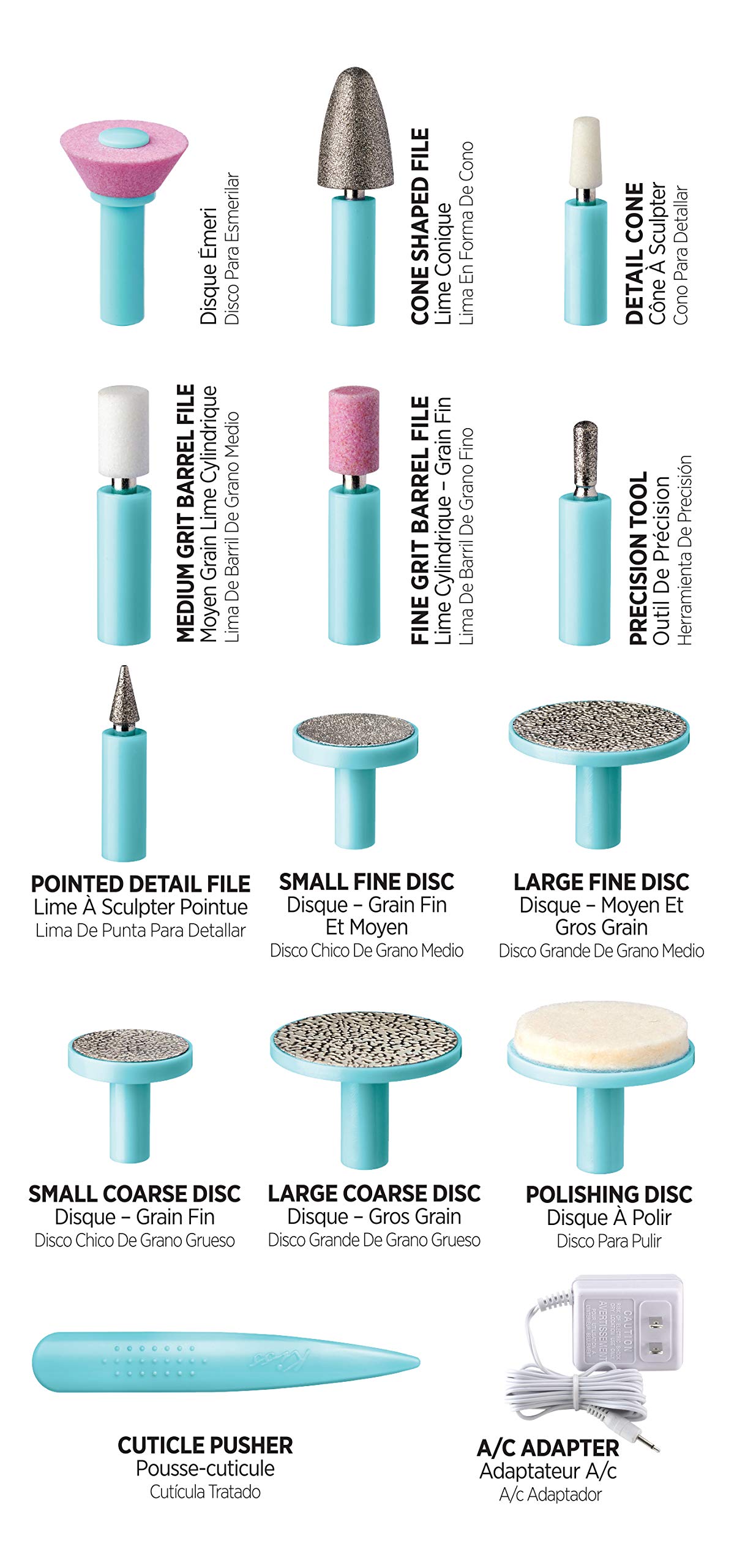 Foto 4 | Kit De Cuidado De Uñas Kiss Power File X Para Secador De Uñas, 16 Accesorios - Venta Internacional.