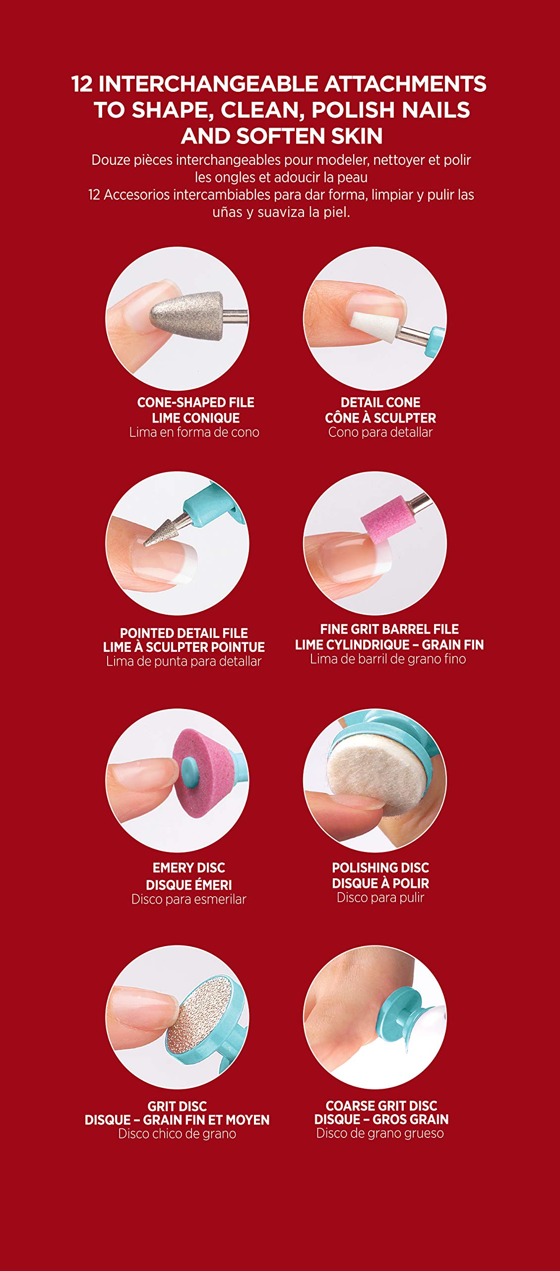 Foto 5 | Kit De Cuidado De Uñas Kiss Power File X Para Secador De Uñas, 16 Accesorios - Venta Internacional.