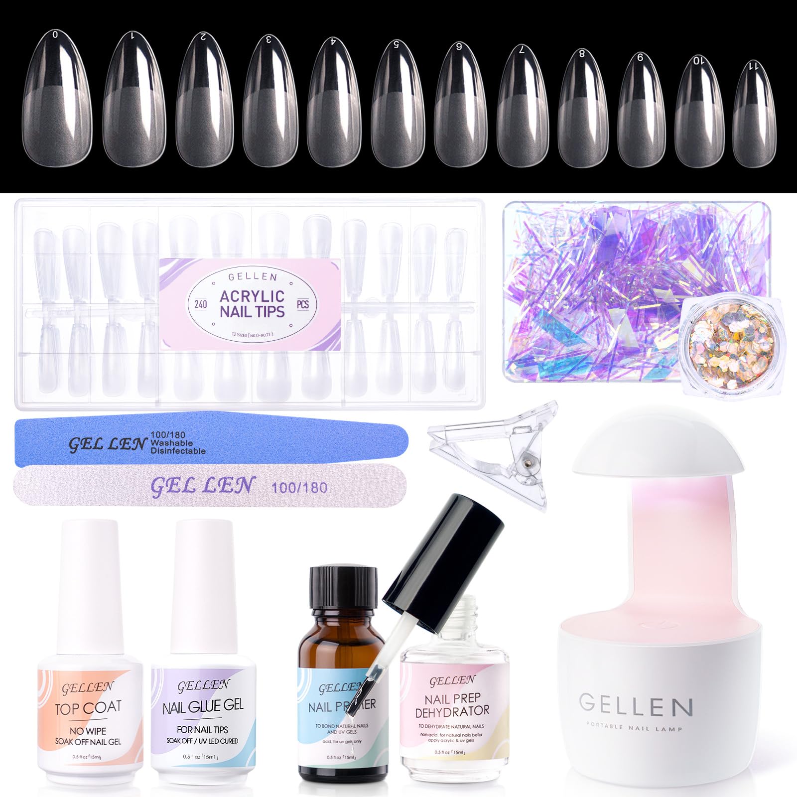 Foto 2 pulgar | Kit De Extensiones De Uñas Gellen Gel Tips Con 240 Puntas De Uñas De Almendra - Venta Internacional.