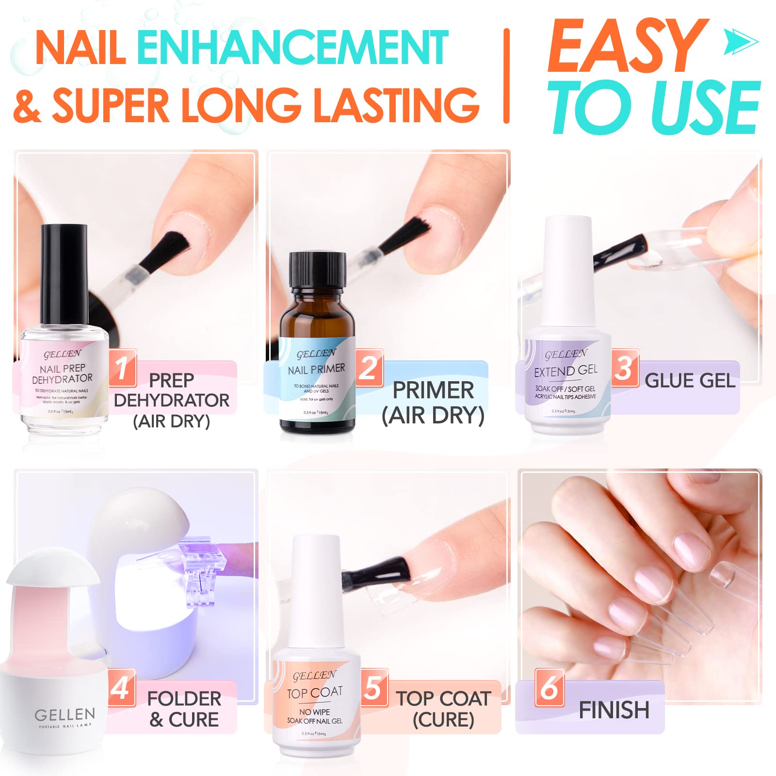 Foto 4 pulgar | Kit De Extensiones De Uñas Gellen Gel Tips Con 240 Puntas De Uñas De Almendra - Venta Internacional.