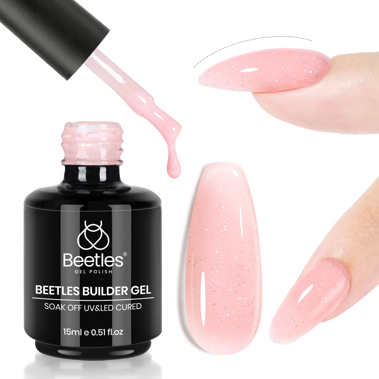 Foto 2 pulgar | Fortalecedor De Uñas Builder Gel Beetles 7 En 1 Con Purpurina Rosa Nude - Venta Internacional.