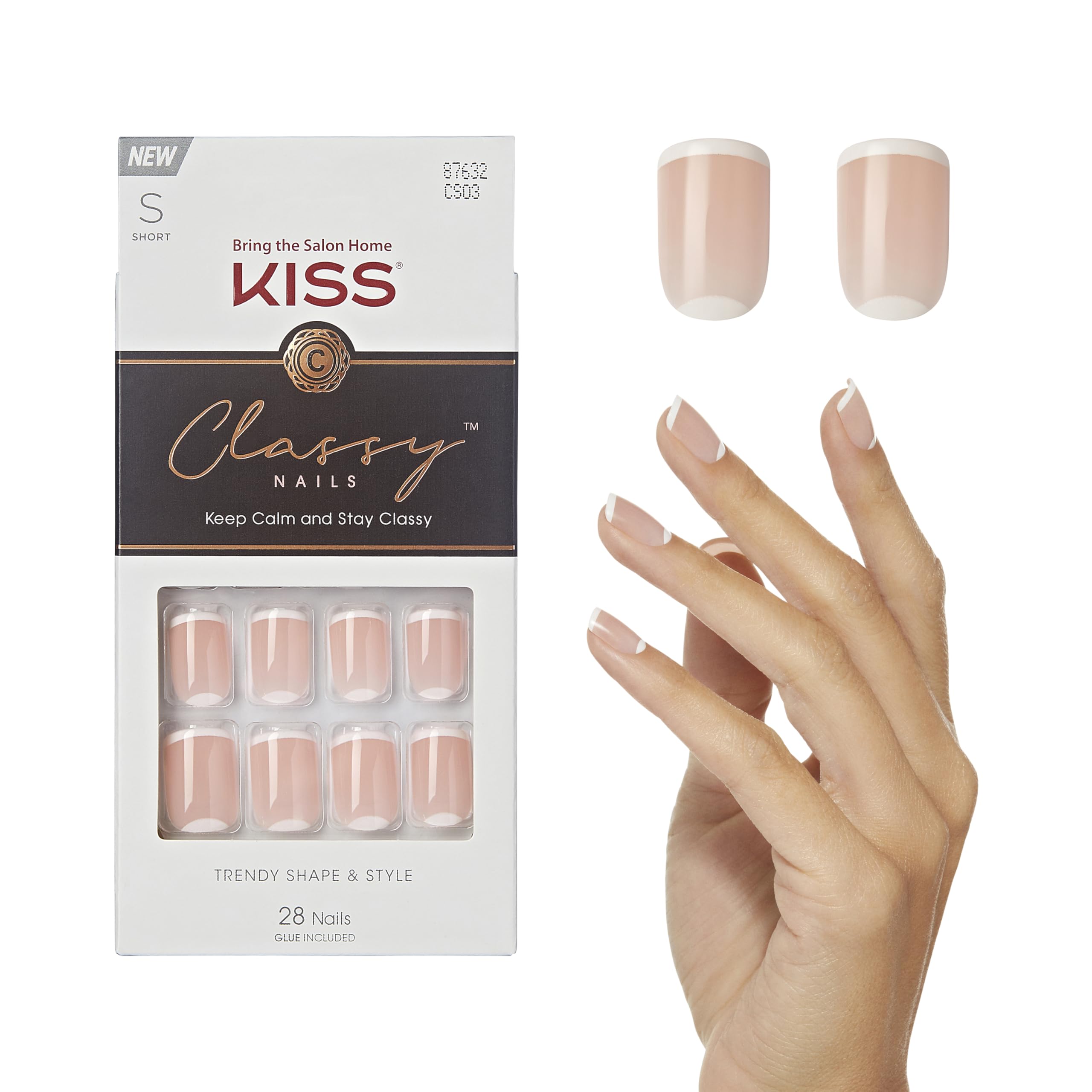 Foto 2 pulgar | Press On Nails Kiss Elegante «simple Enough» Nude Short Squoval - Venta Internacional.