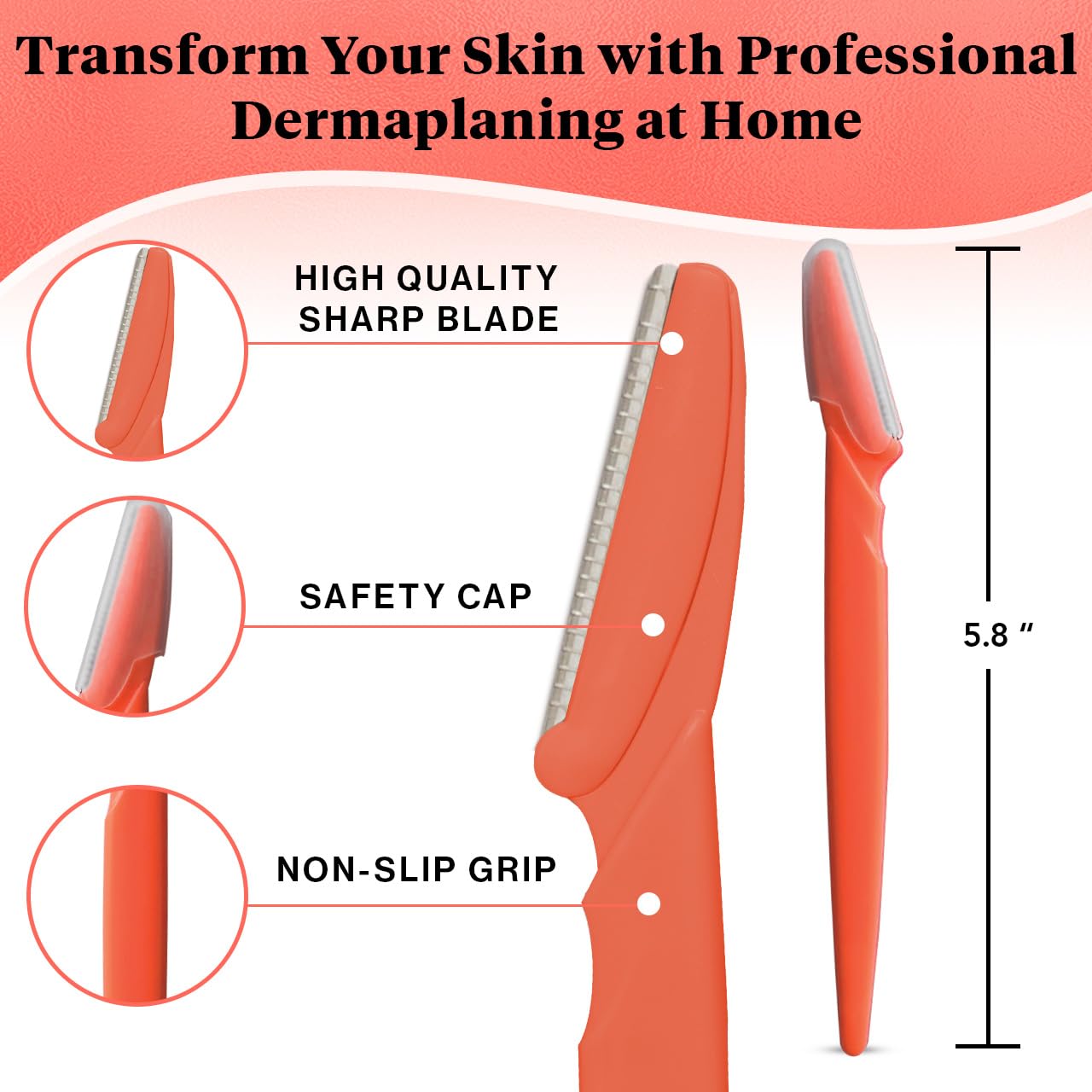 Foto 4 pulgar | Juego De 6 Navajas Dermaplaning Tool Kitsch Dermaplane, Color Coral - Venta Internacional.