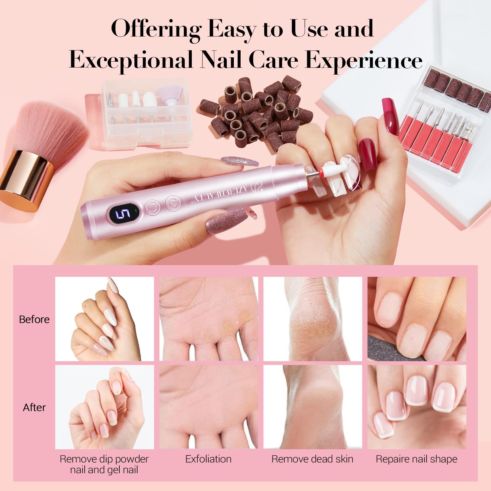 Foto 6 | Kit De Uñas Azurebeauty Dip Powder Con Taladro Eléctrico Para Uñas, 24 Colores - Venta Internacional.