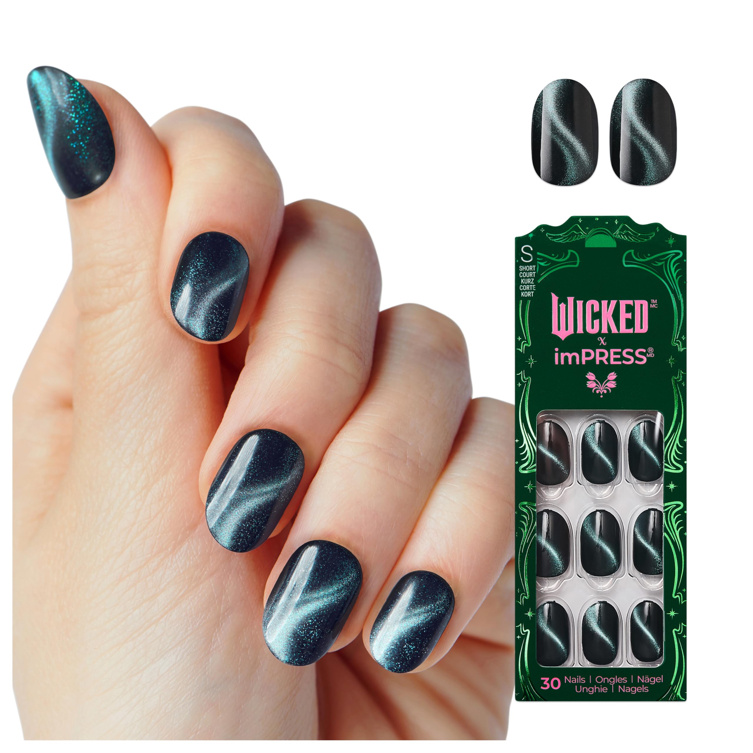 Foto 2 pulgar | Press On Nails Impress Wicked X Land Of Oz Green Short Oval - Venta Internacional.
