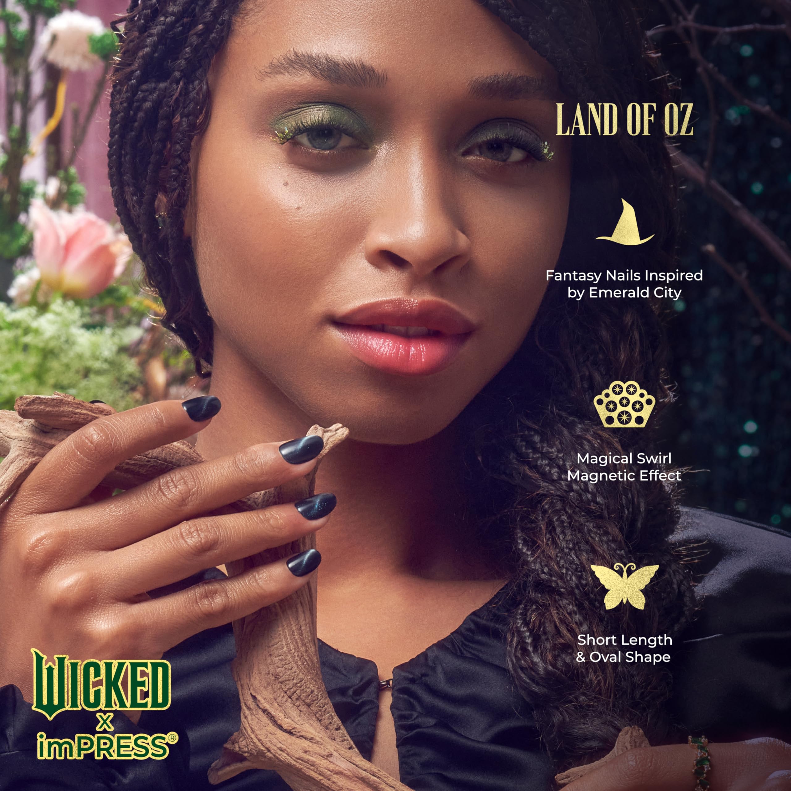 Foto 4 pulgar | Press On Nails Impress Wicked X Land Of Oz Green Short Oval - Venta Internacional.