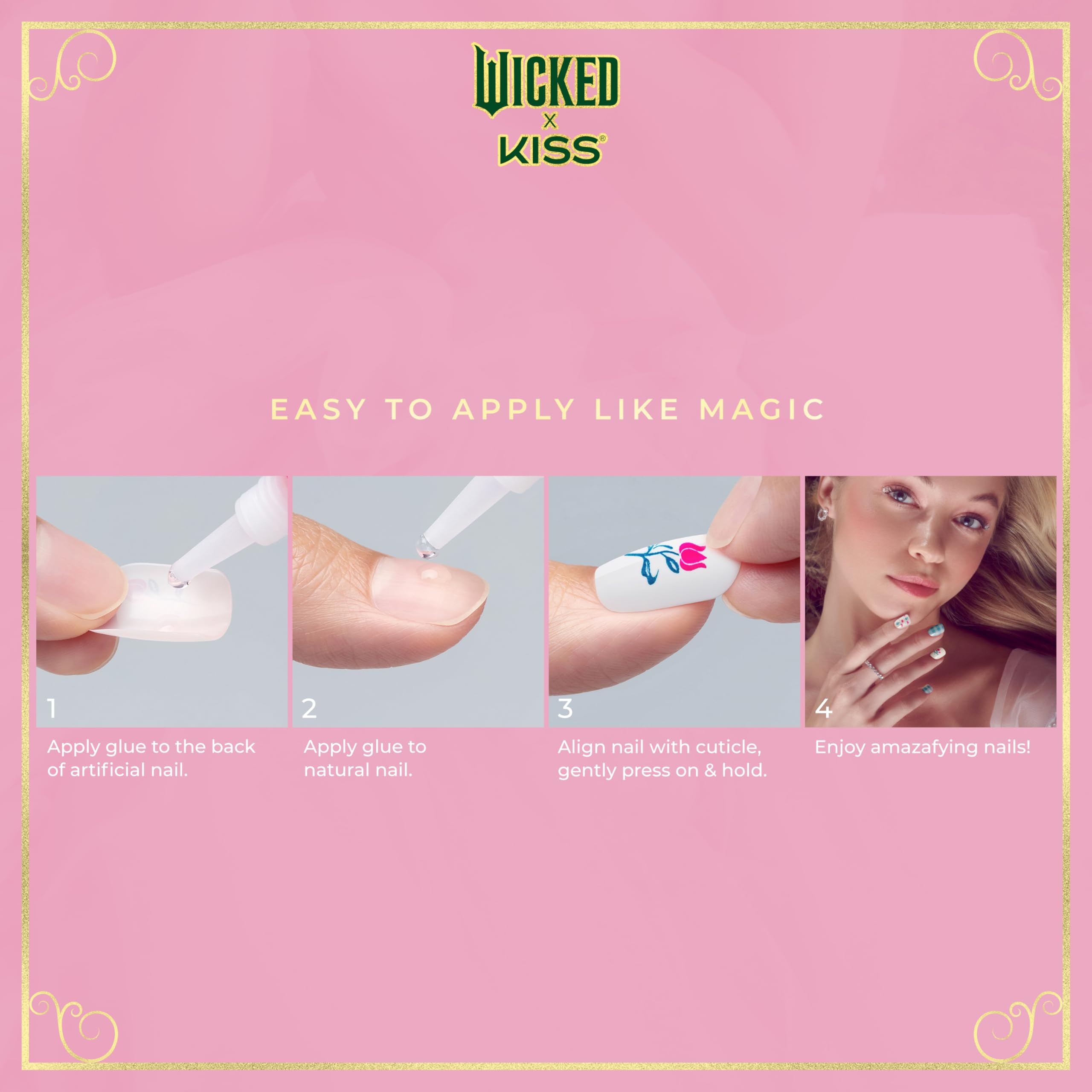 Foto 2 | Presiona Las Uñas Kiss Wicked X Kiss «glamorous Gal» Pink - Venta Internacional.