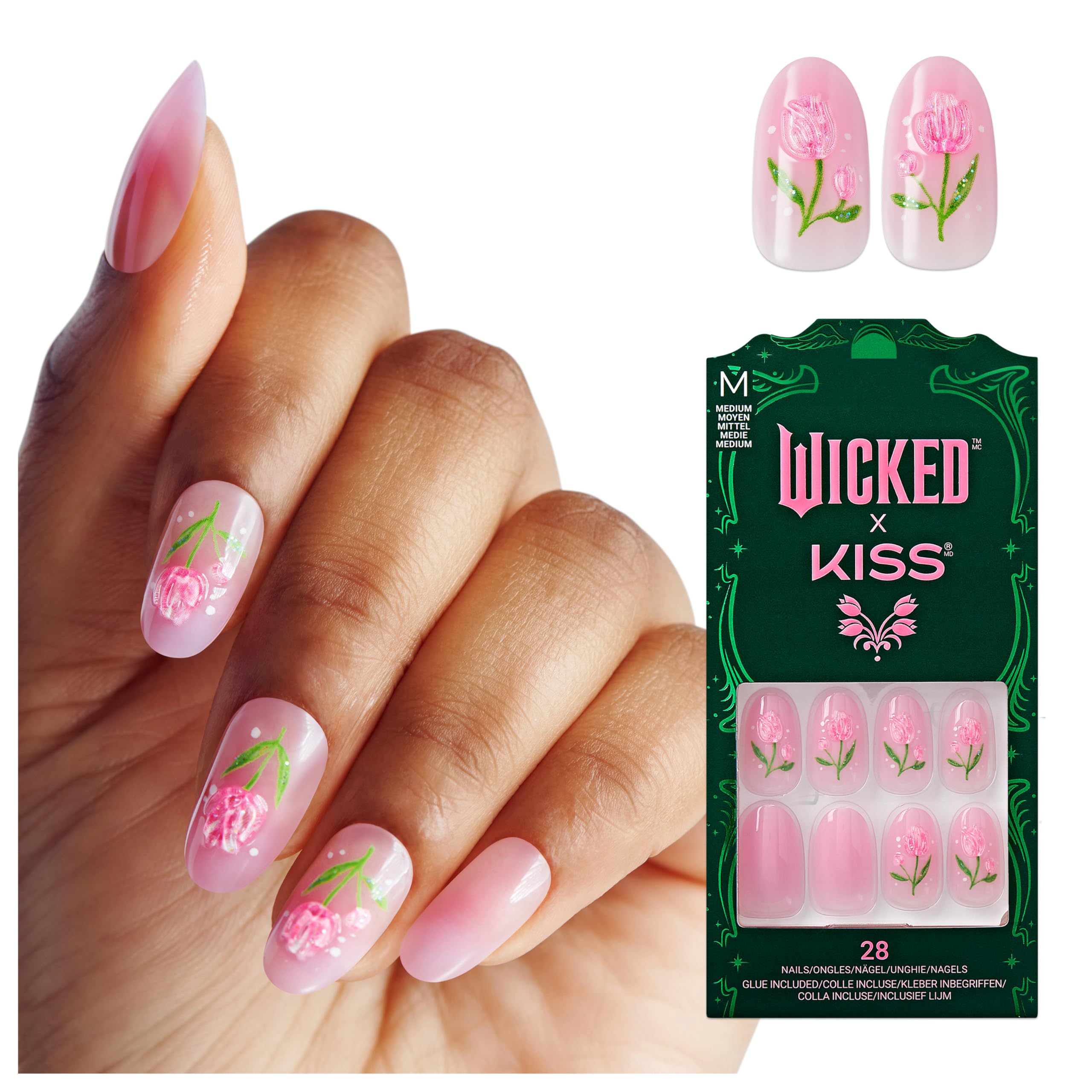 Foto 2 pulgar | Presiona Las Uñas Kiss Wicked X Kiss 'bloom In Land' Pink - Venta Internacional.
