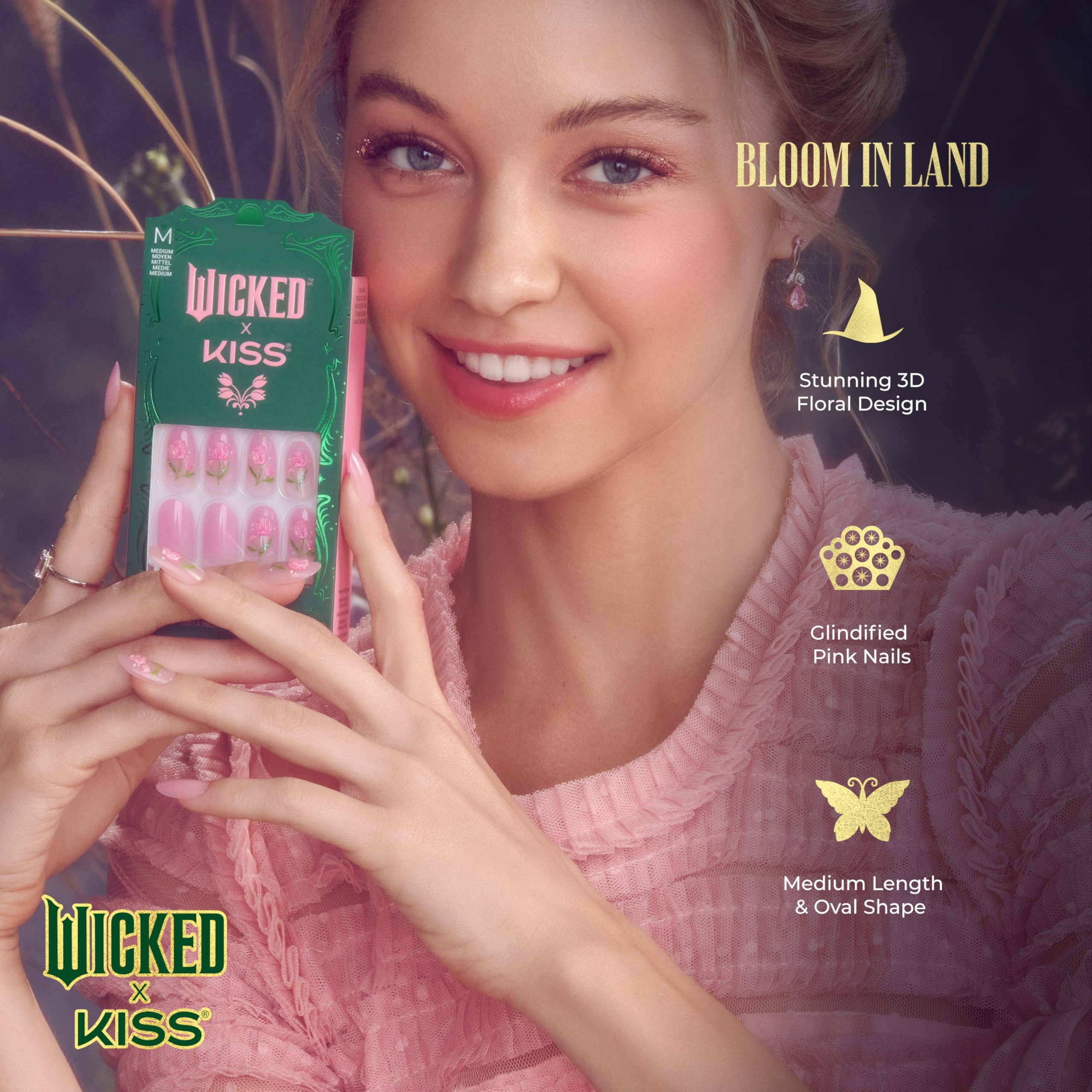 Foto 4 pulgar | Presiona Las Uñas Kiss Wicked X Kiss 'bloom In Land' Pink - Venta Internacional.