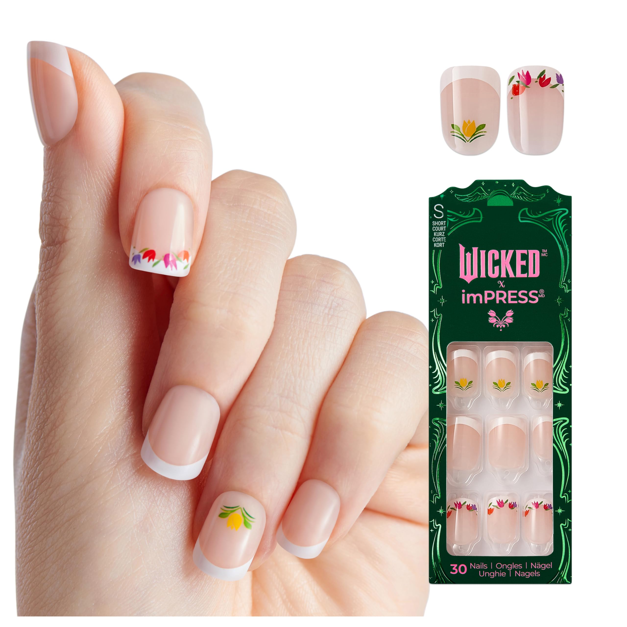 Foto 2 pulgar | Presiona Uñas Impress Wicked X Rainbow Of Blooms White - Venta Internacional.