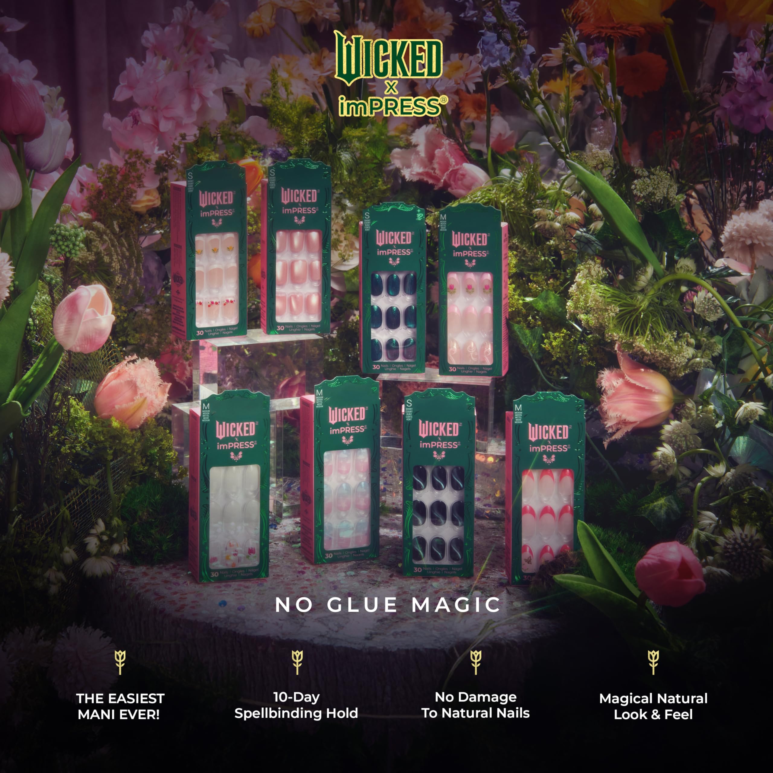 Foto 5 pulgar | Presiona Uñas Impress Wicked X Rainbow Of Blooms White - Venta Internacional.