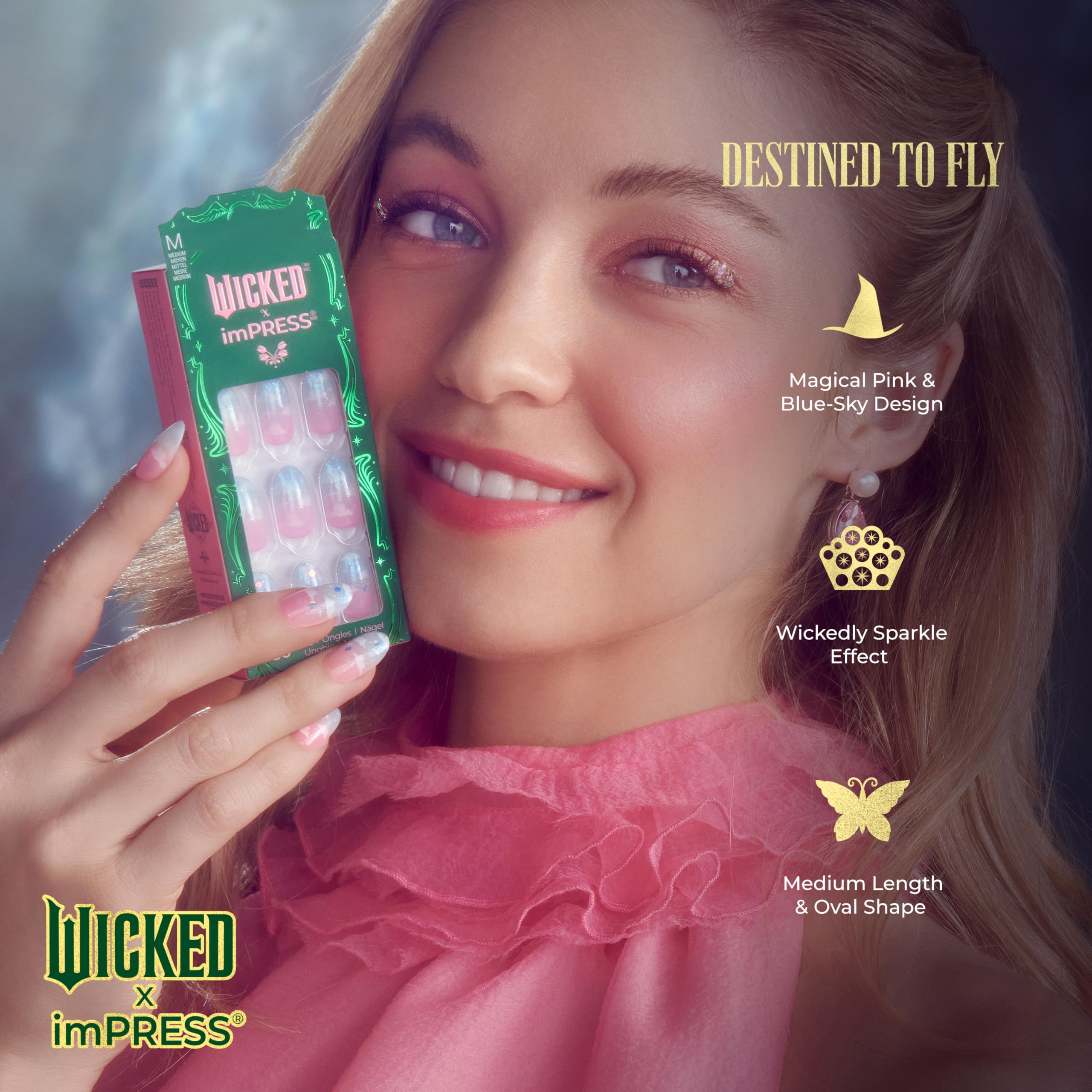 Foto 3 | Press On Nails Impress Wicked X 'destined To' Rosa/azul Cielo - Venta Internacional.