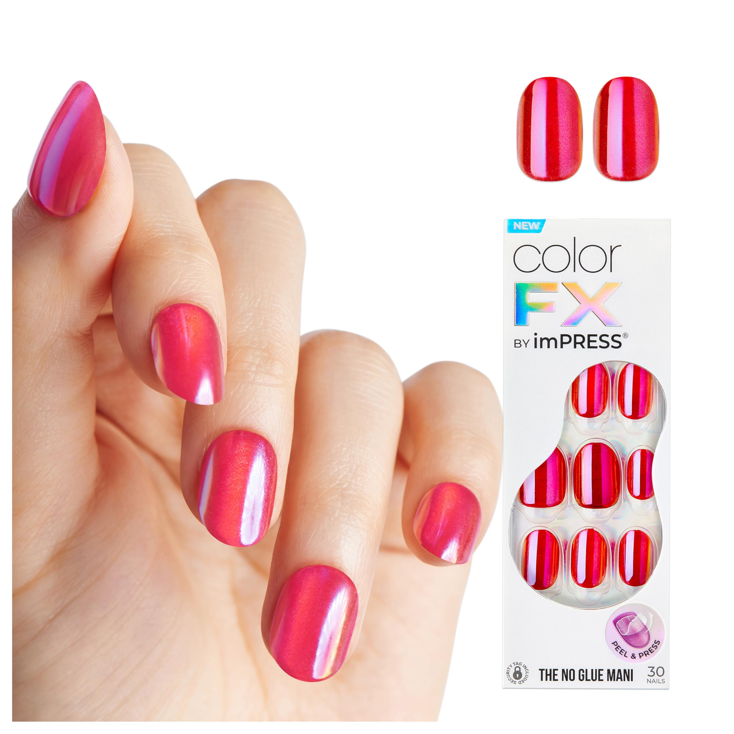Foto 2 pulgar | Presiona Uñas Impress Kiss Colorfx 'floating' Solid Red - Venta Internacional.