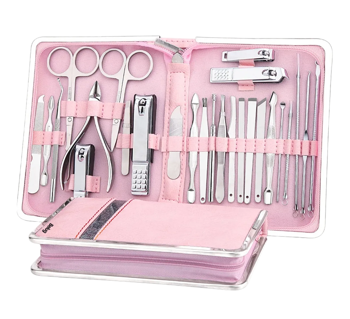 Foto 2 pulgar | Kit De Manicura 26 En 1 Set Cortauñas De Acero Inoxidable Rosa