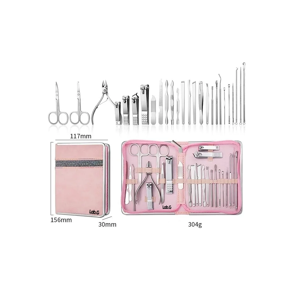 Foto 5 pulgar | Kit De Manicura 26 En 1 Set Cortauñas De Acero Inoxidable Rosa