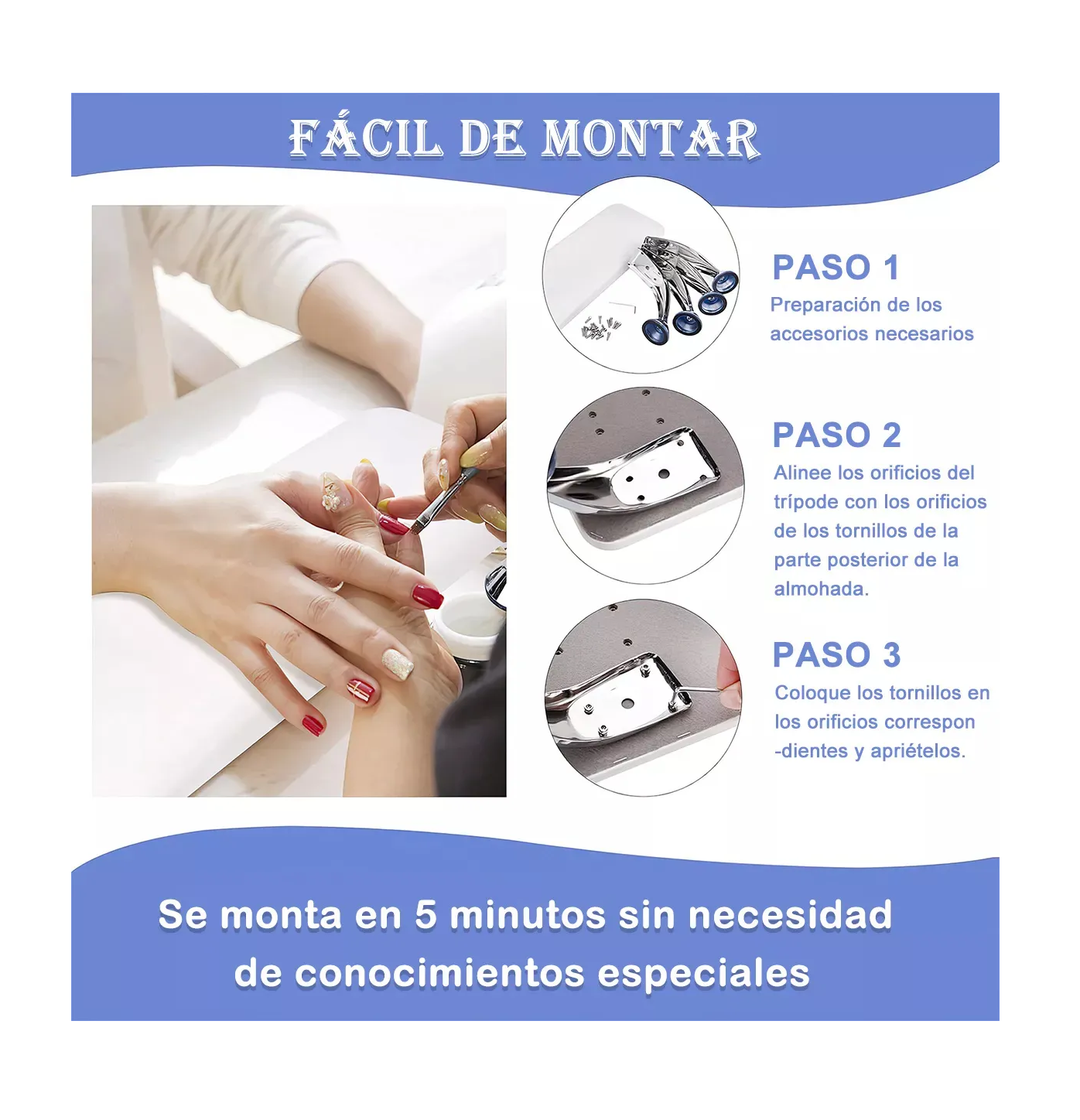 Foto 4 pulgar | Almohada Para Mano Reposabrazo Para Manicura Blanco