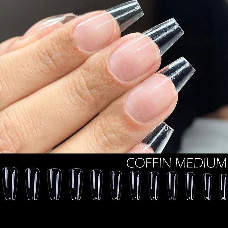 Foto 3 | Puntas De Uñas Postizas Huoguo  Tacón De Aguja Transparente Esculpido Con Cobertura Completa - Venta Internacional.
