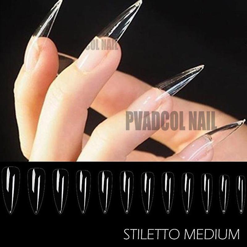 Puntas De Uñas Postizas Huoguo  Tacón De Aguja Transparente Esculpido Con Cobertura Completa - Venta Internacional.