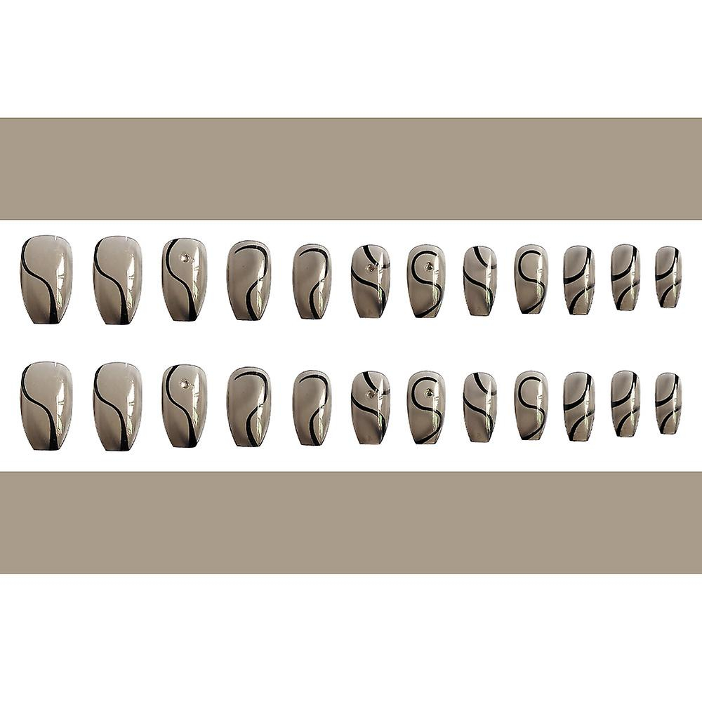 Foto 4 pulgar | Uñas Postizas Huoguo  Líneas Negras Brillantes  Transparentes  Largas - Venta Internacional.