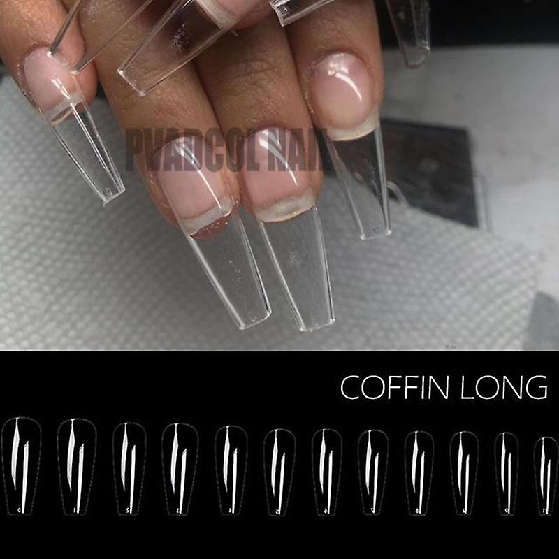 Puntas De Uñas Postizas Huoguo  Tacón De Aguja Transparente Esculpido Con Cobertura Completa - Venta Internacional.