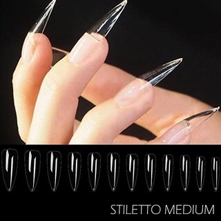 Foto 2 | Puntas De Uñas Postizas Huoguo Tacón De Aguja Transparente Esculpido Con Cobertura Completa - Venta Internacional.