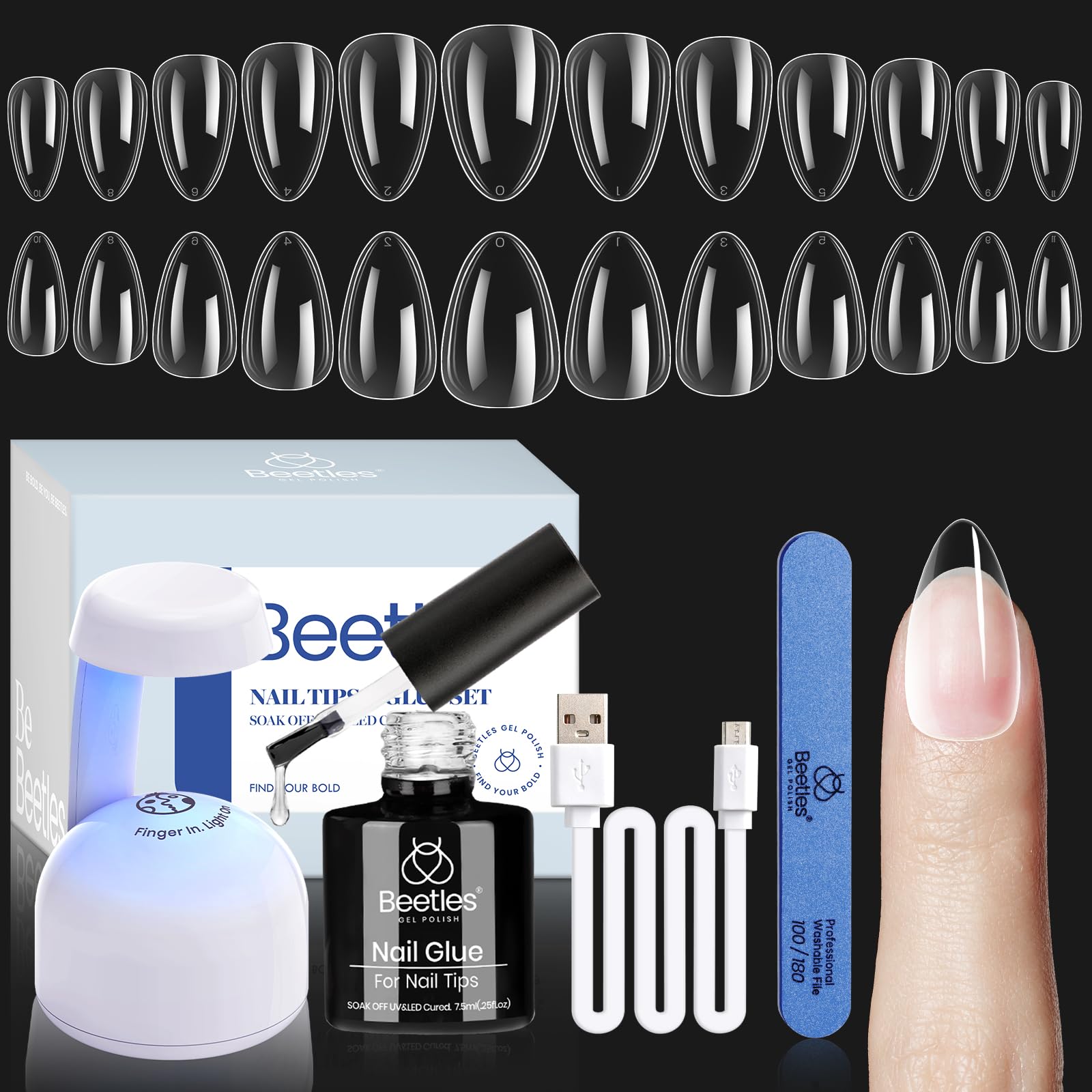 Foto 2 pulgar | Kit De Uñas Beetles Gel Short Almond Para Uñas Con Lámpara Led Uv - Venta Internacional.