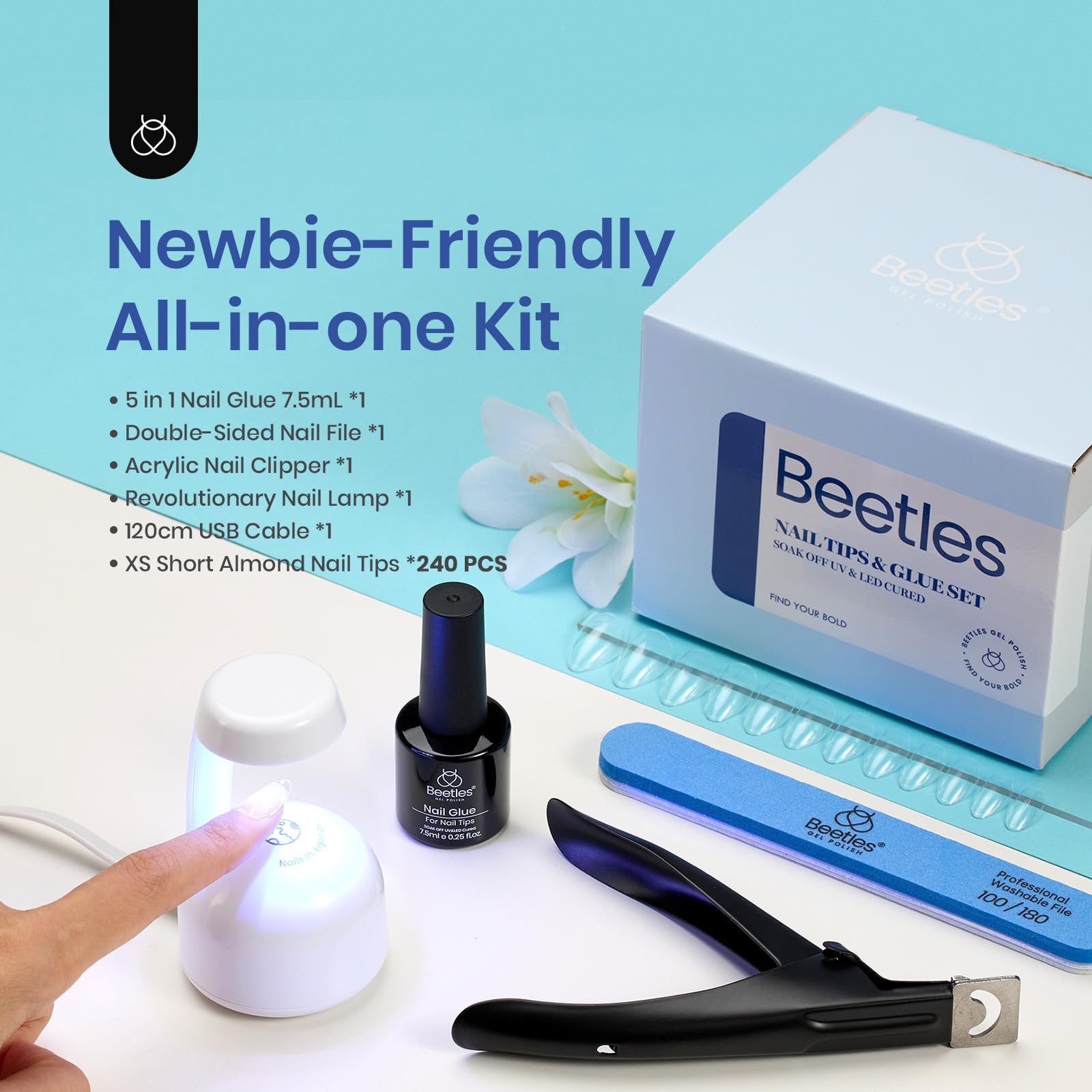 Foto 2 | Kit De Uñas Beetles Gel Short Almond Para Uñas Con Lámpara Led Uv - Venta Internacional.