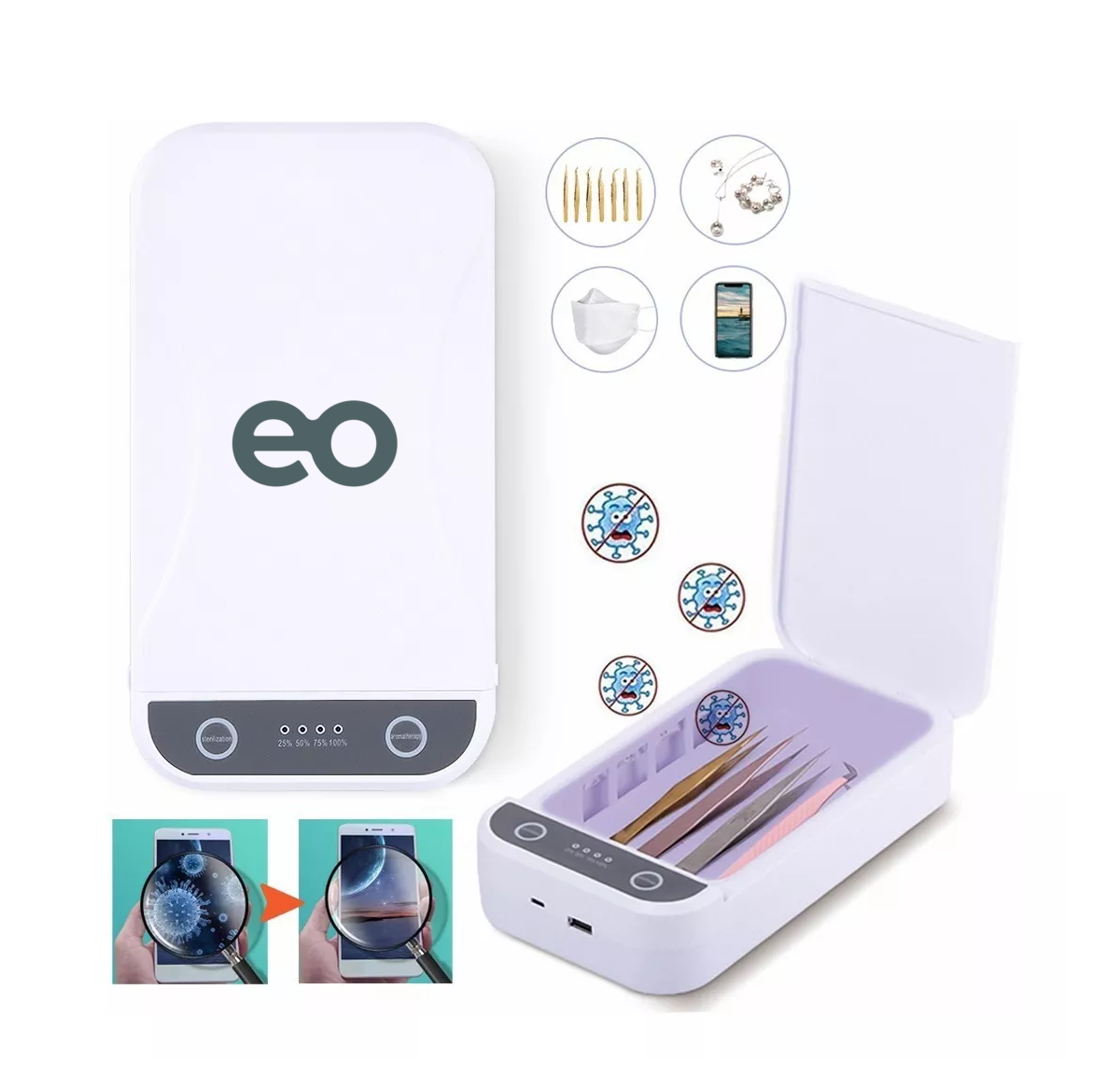 Foto 2 | Esterilizador De Caja Uv Led Herramientas Desinfeccion Eo Safe Imports Esi-11690 Blanco
