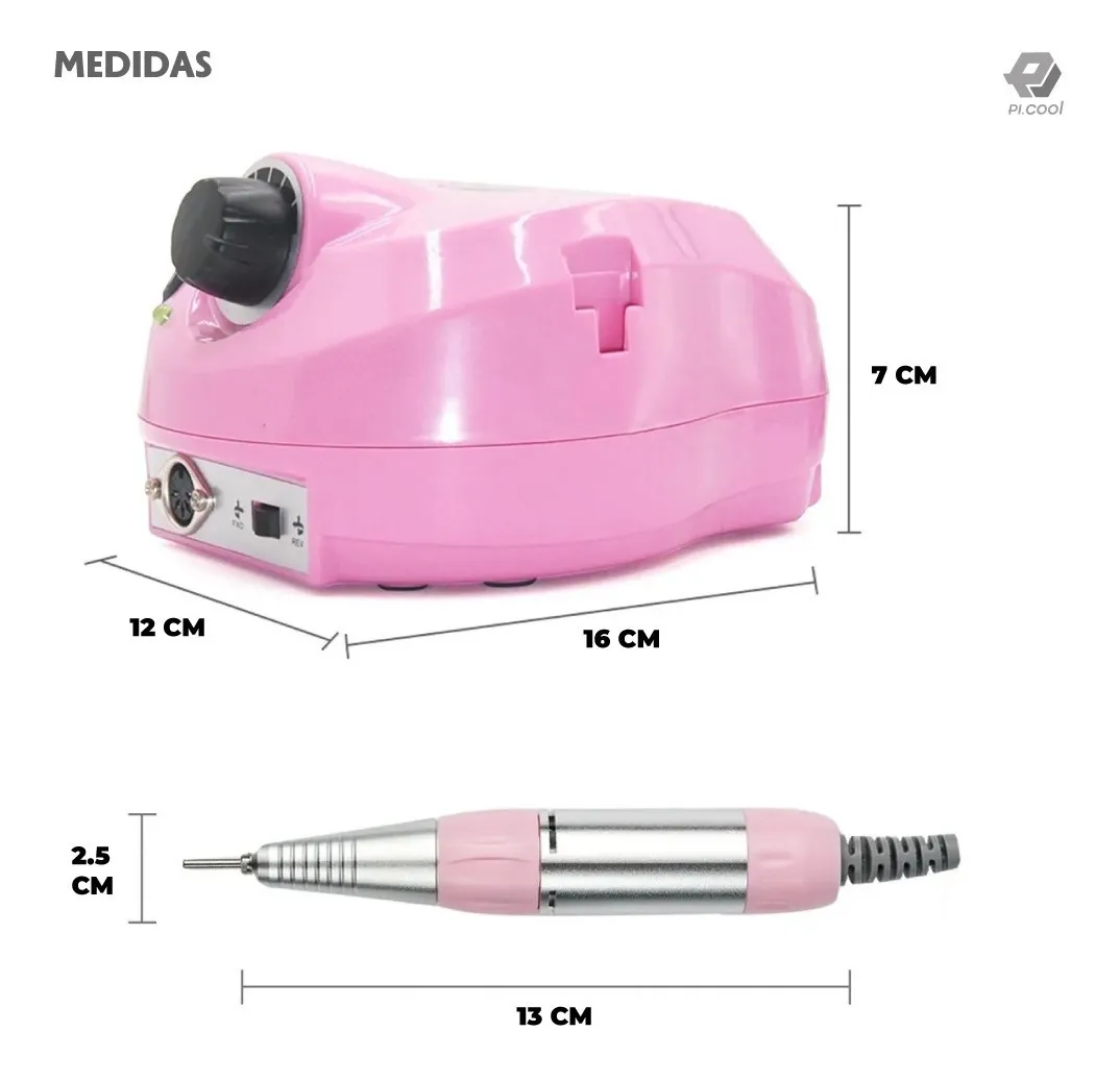 Foto 3 pulgar | Pulidor Esmeril de Uñas Profesional de 35000 Rpm 6 Cabezales Rosa