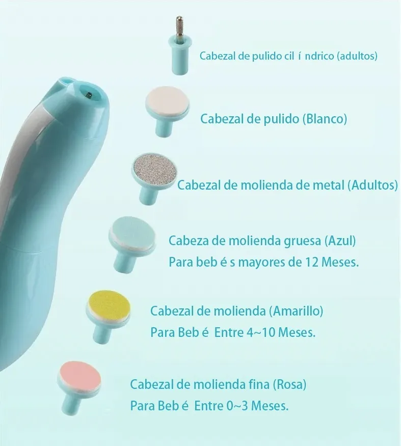 Foto 4 pulgar | Juego de Lima de Uñas Malubero Eléctrica para Adultos y Bebés Multicolor