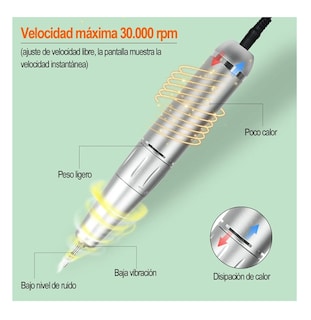 Foto 3 | Pulidor Esmeril Profesional de Uñas Recargable para 30000rpm color Blanco