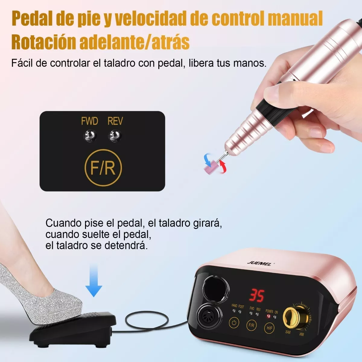 Foto 4 pulgar | Pulidor Esmeril Para Uñas Profesional C/pedal 27 Pzs Eo Safe Imports Esi-5959 Multicolor