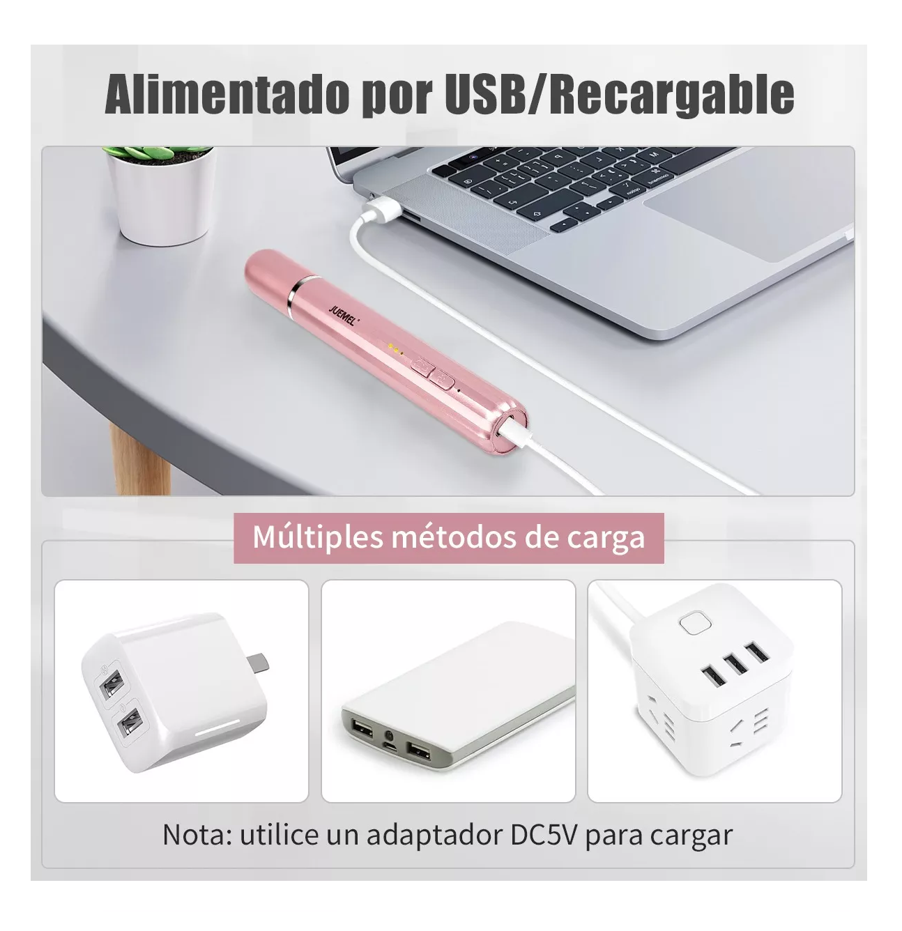 Foto 5 | Esmeril Taladro Pulidor De Uñas Acrilicas Inalámbrico Rosa