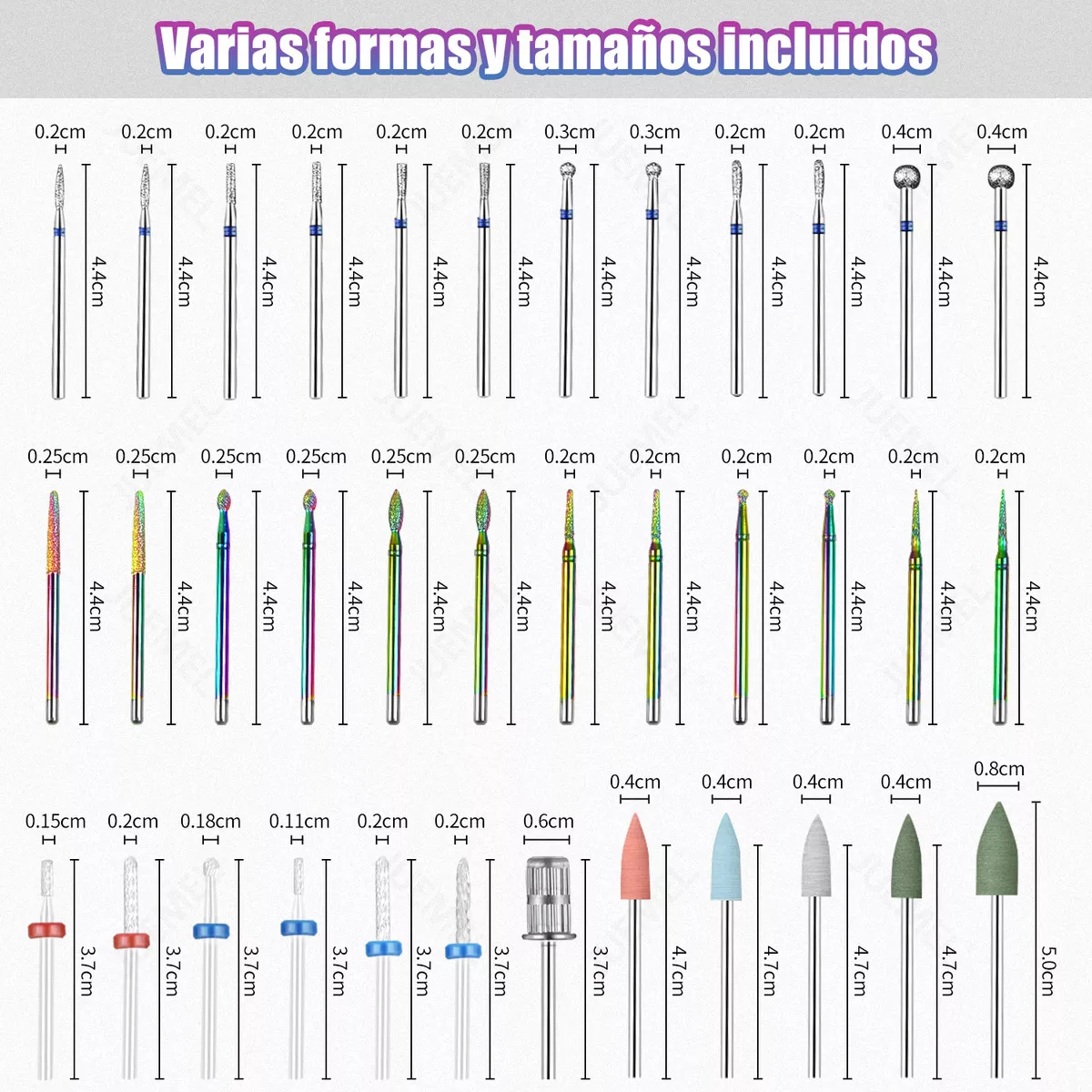 Foto 3 | 72pz Puntas Para Drill Taladro De Uñas Cerámica Brocas Pulidores Eo Safe Imports Esi-17150 Multicolor