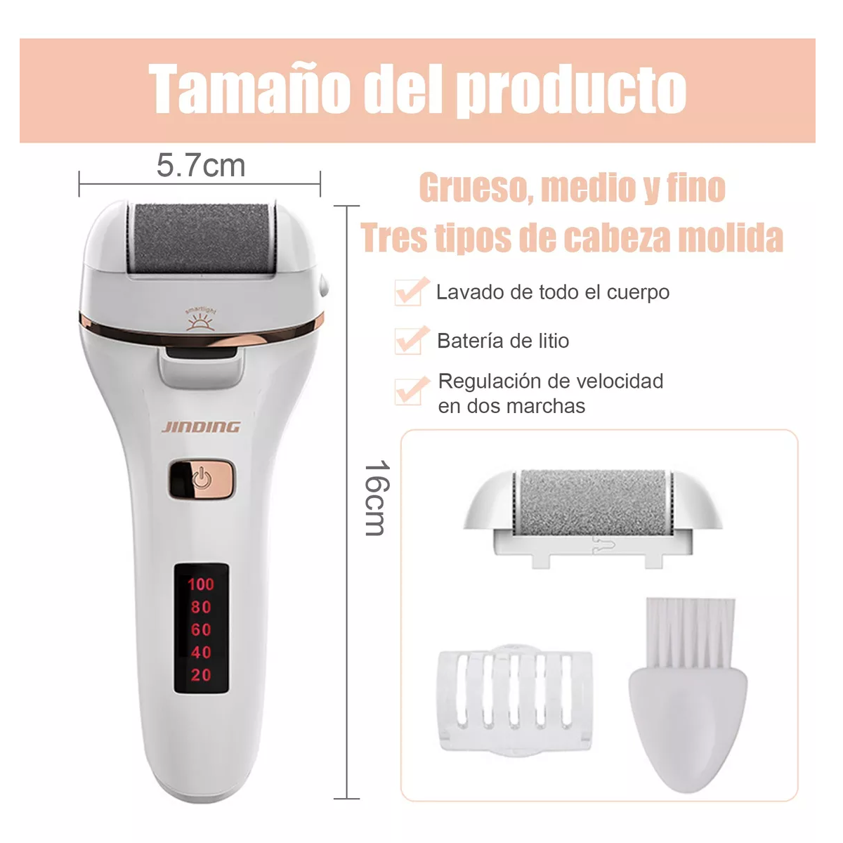 Foto 4 pulgar | Removedor De Callos Profesional Electrico Exfoliante De Pies Eo Safe Imports Esi-17193 Blanco