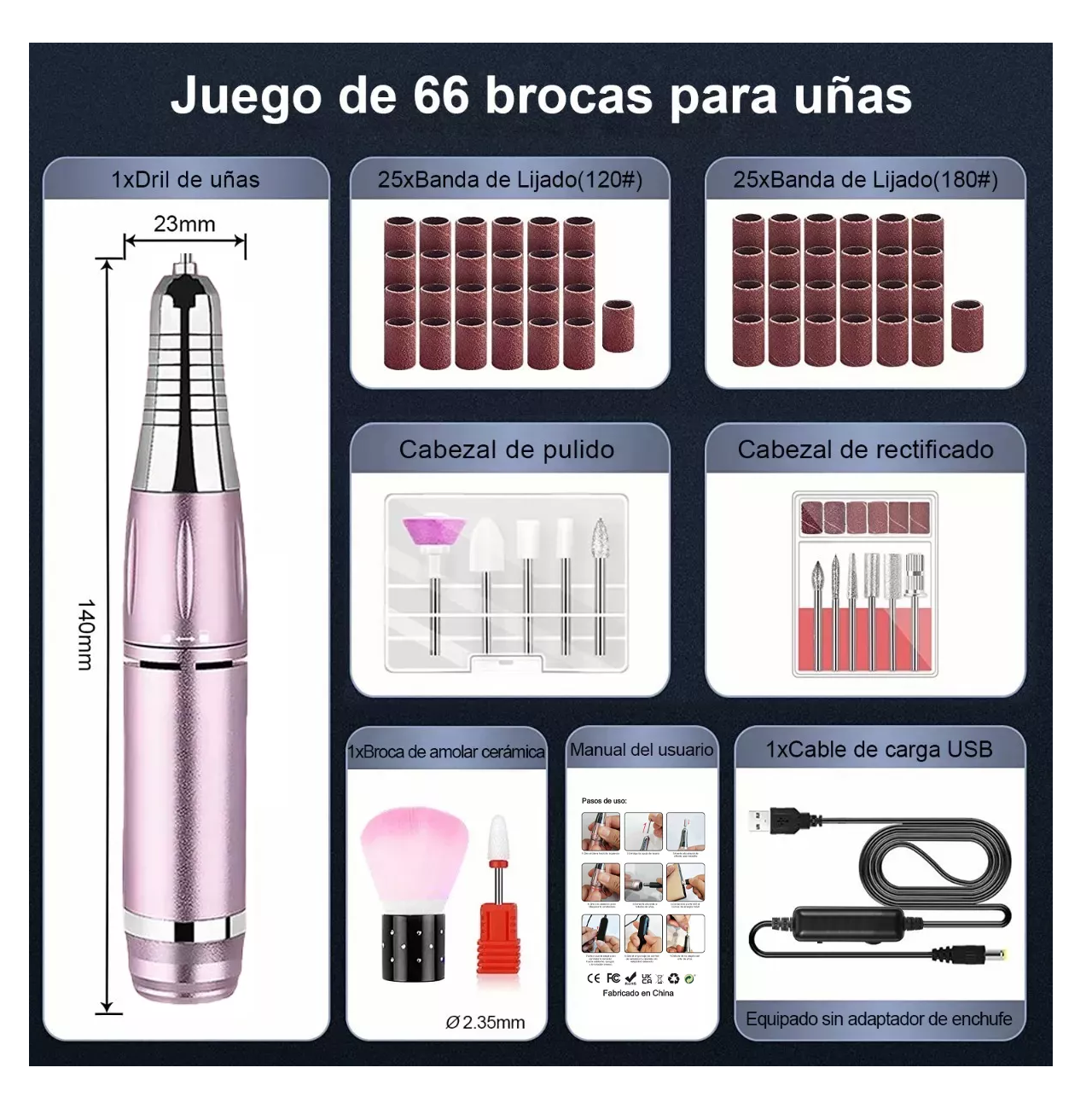 Foto 5 | Esmeriladora de Uñas Lab.G con Accesorios