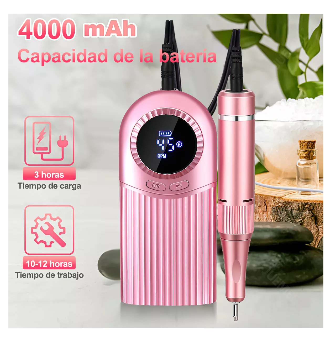 Foto 5 | Pulidor De Uñas Esmeril Profesional Drill 45000 Rpm Rosa