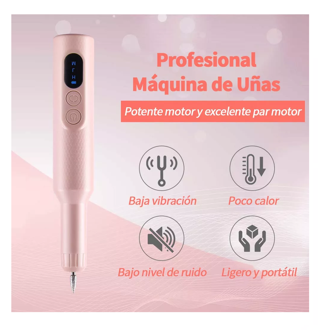Foto 3 pulgar | Pulidor Esmeril de Uñas Belug Inalámbrico Rosa