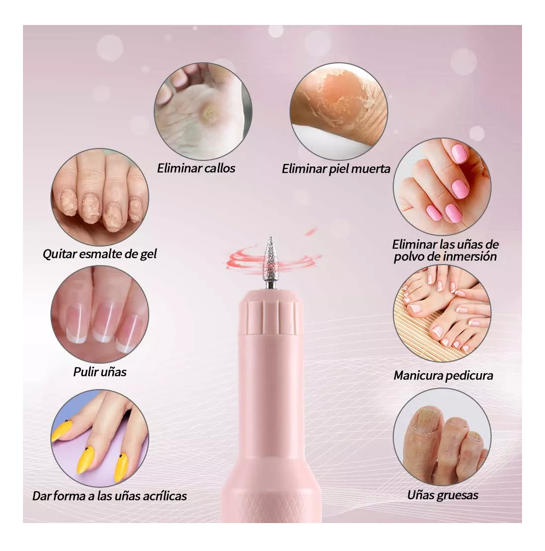 Foto 5 pulgar | Pulidor Esmeril de Uñas Belug Inalámbrico Rosa