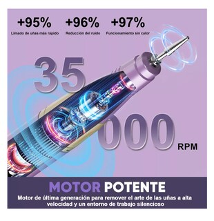 Foto 2 | Pulidor de Uñas Esmeril Profesional Drill Portátil 35000 Rpm Morado