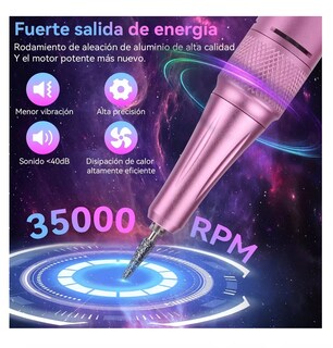 Foto 3 | Pulidor de Uñas Esmeril Profesional Drill Portátil 35000 Rpm Rosa