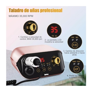 Foto 5 | Pulidor Esmeril Drill Para Uñas Profesional C/pedal 35000rpm Multicolor Belug