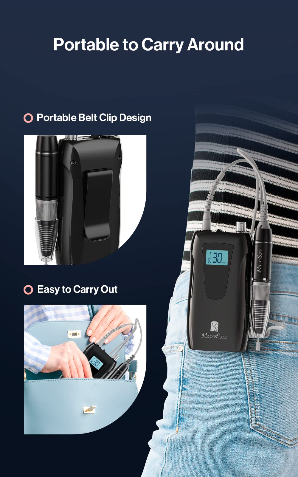 Foto 6 | Taladro De Uñas Melodysusie Sc320d Recargable De 30000 Rpm Con Brocas - Venta Internacional.